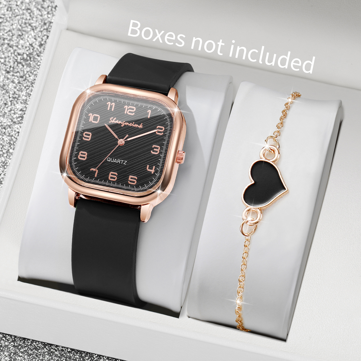Open Heart Watch - 2PCS/Set Fashion Square Women Watches Casual