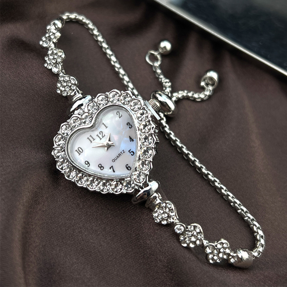 Open Heart Watch - New Fashion Heart-shaped Ribbon-Strap Diamond-Studded Flower