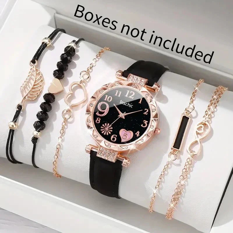 Open Heart Watch - 6PCS/Set Women Watch Cute Heart Dial
