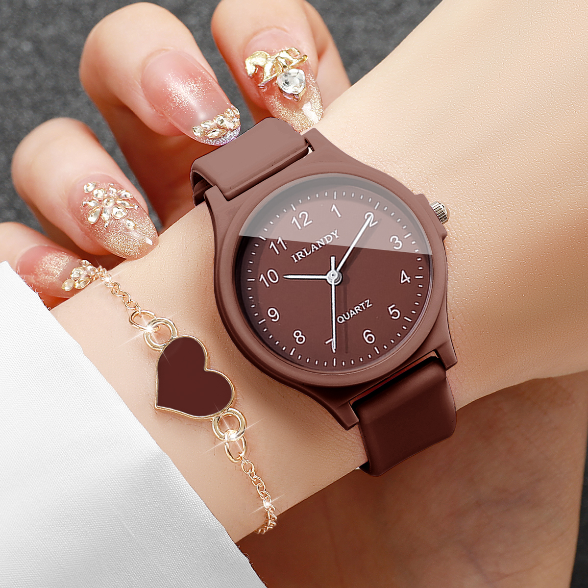 Open Heart Watch - 2PCS Fashion Arabic Dial Women Quartz