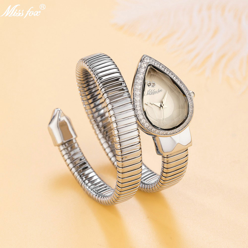 Open Heart Watch - MISSFOX Snake Shape Diamond Watch For