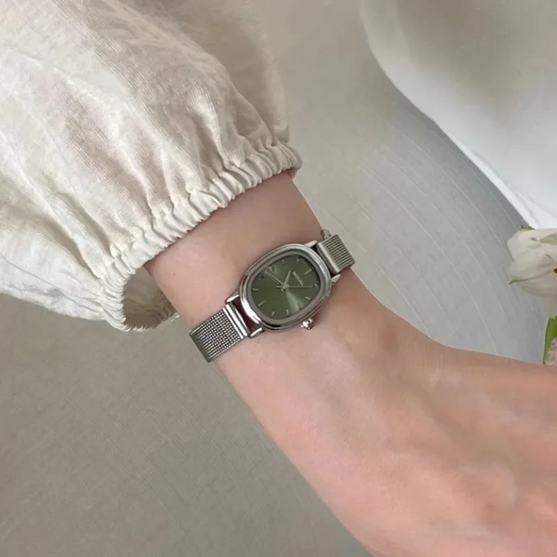 Lux Watch - Small Oval Dial Green Watch Simple