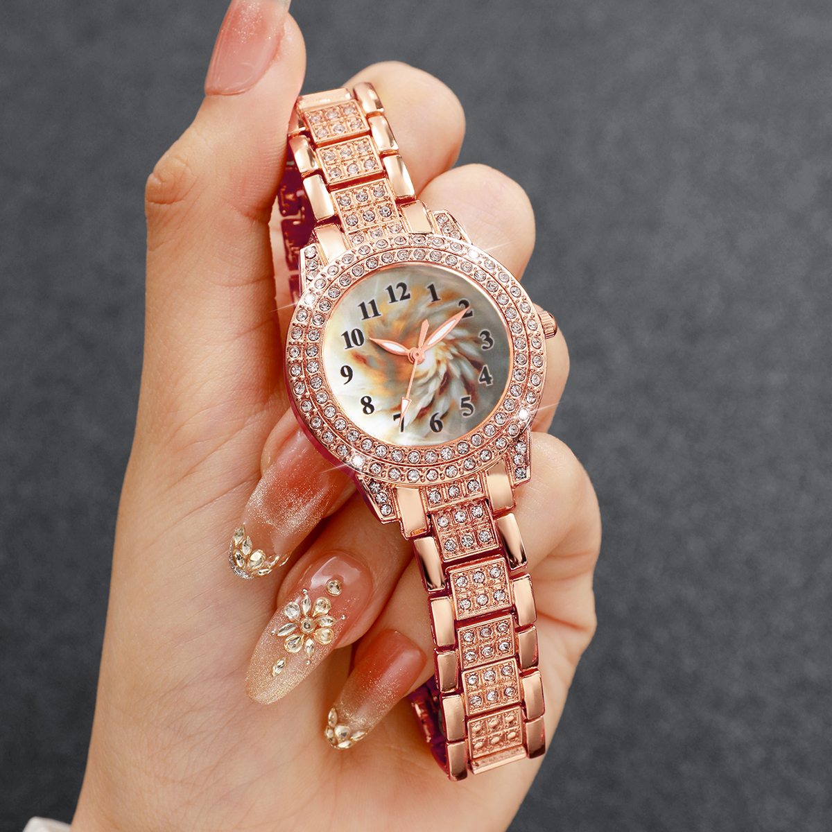 6PCS Luxury Rhinestone Women Q - Open Heart Watch recensie en prijs