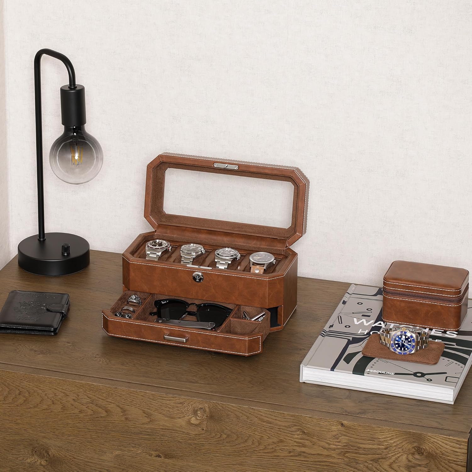 4 Slot Leather Watch Box with  - Luxury Watch Image recensie en prijs