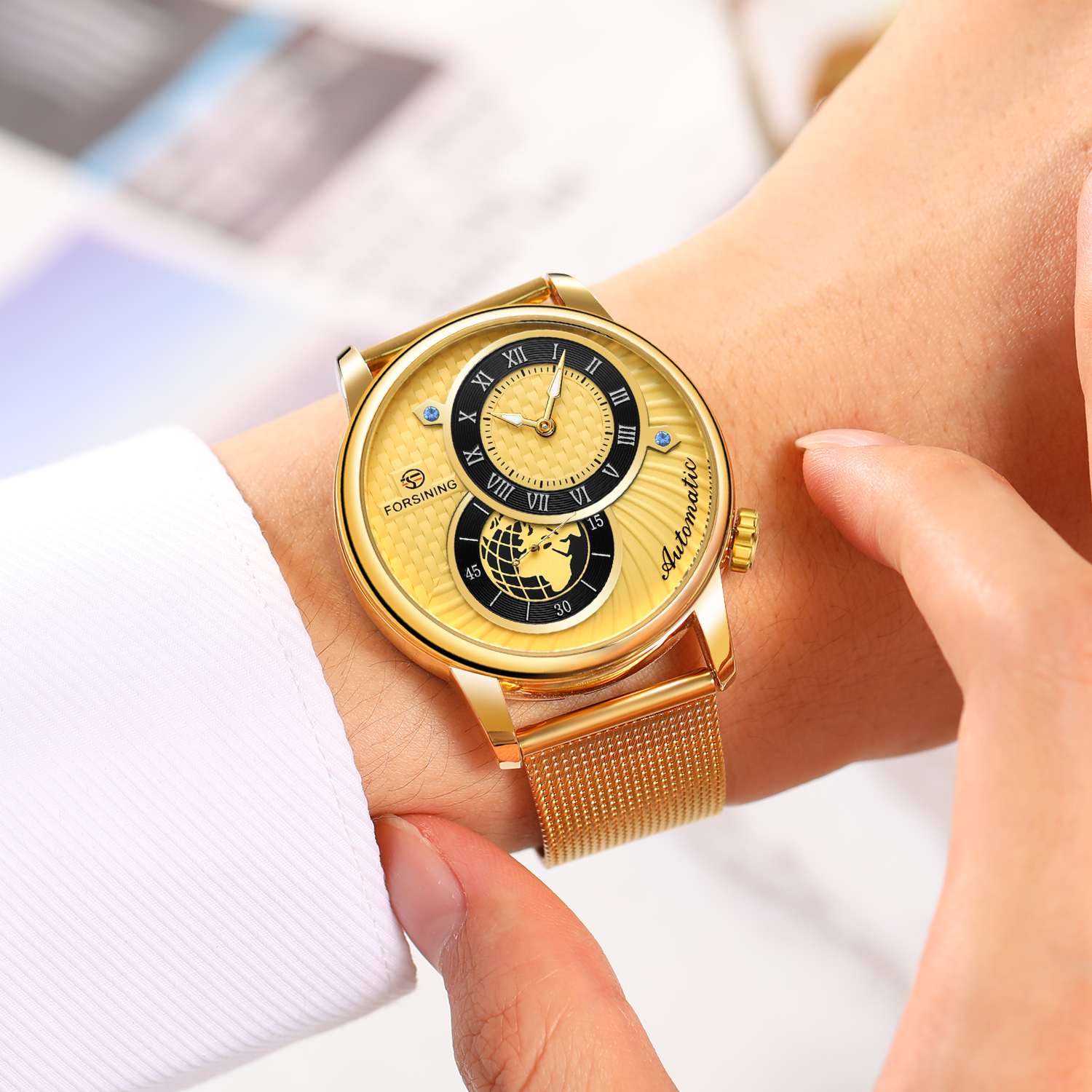 Forsining Earth Image Two Dial - Luxury Watch Image recensie en prijs