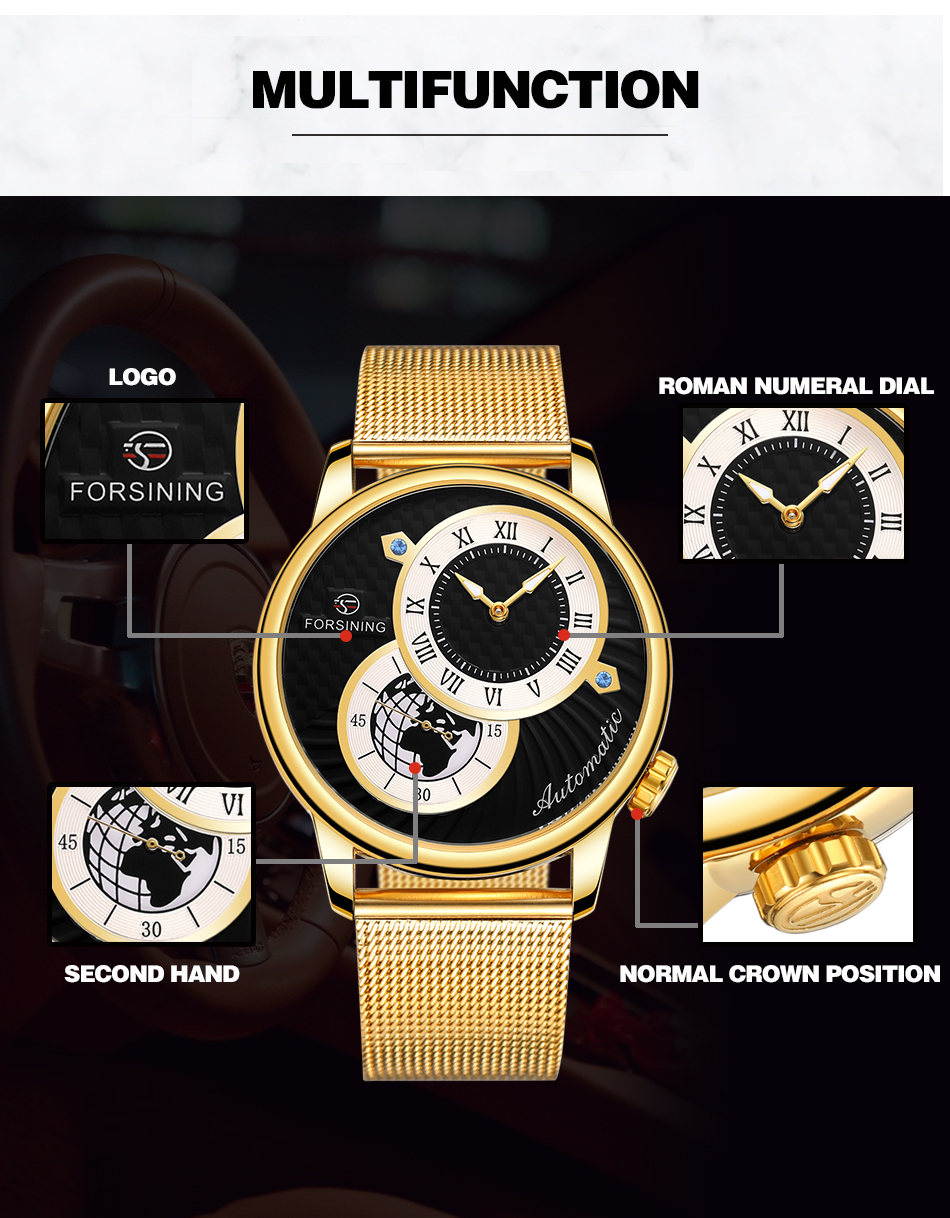Forsining Earth Image Two Dial - Luxury Watch Image recensie en prijs