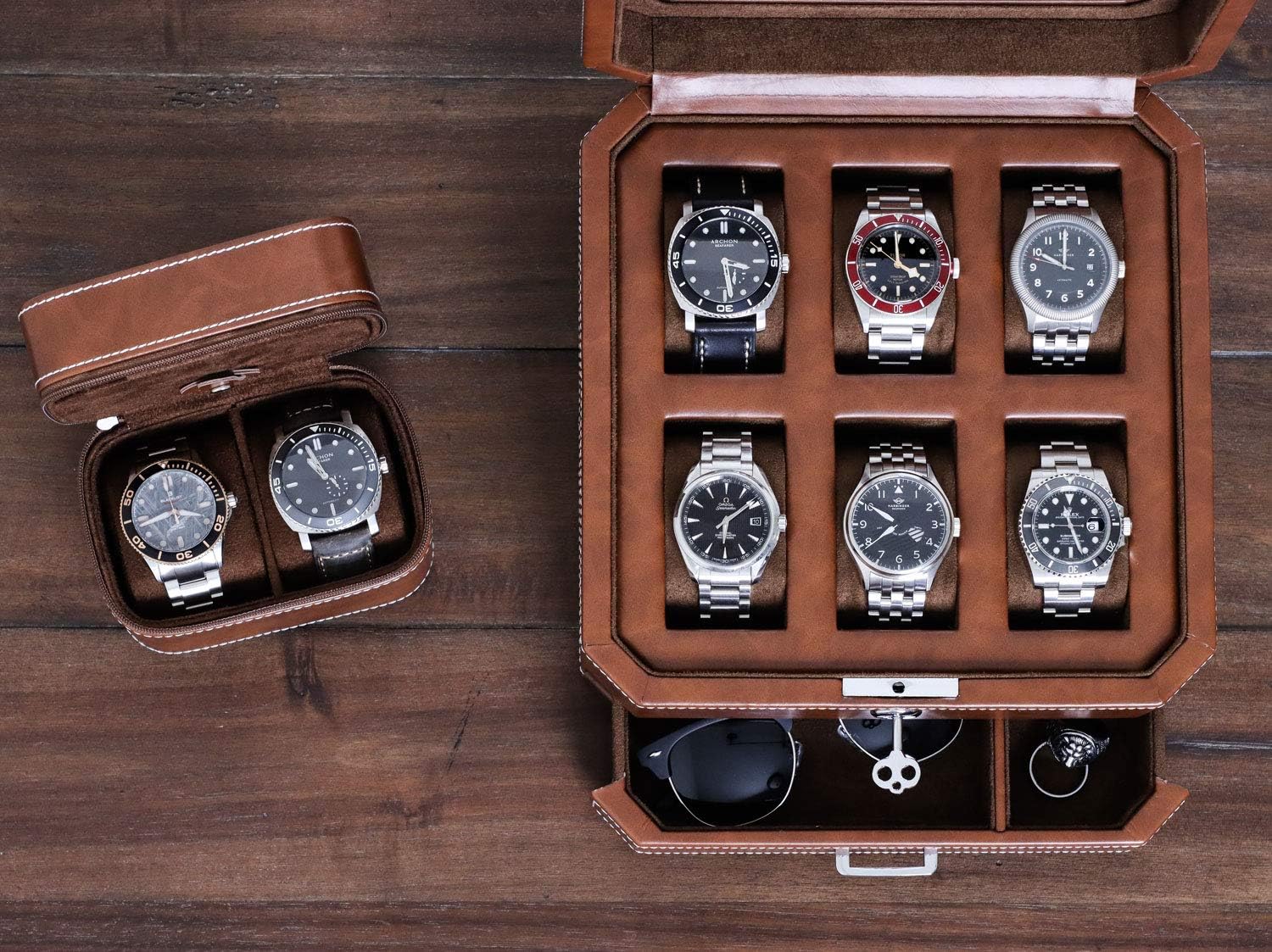 6-Slot Leather Watch Box with  - Luxury Watch Image recensie en prijs