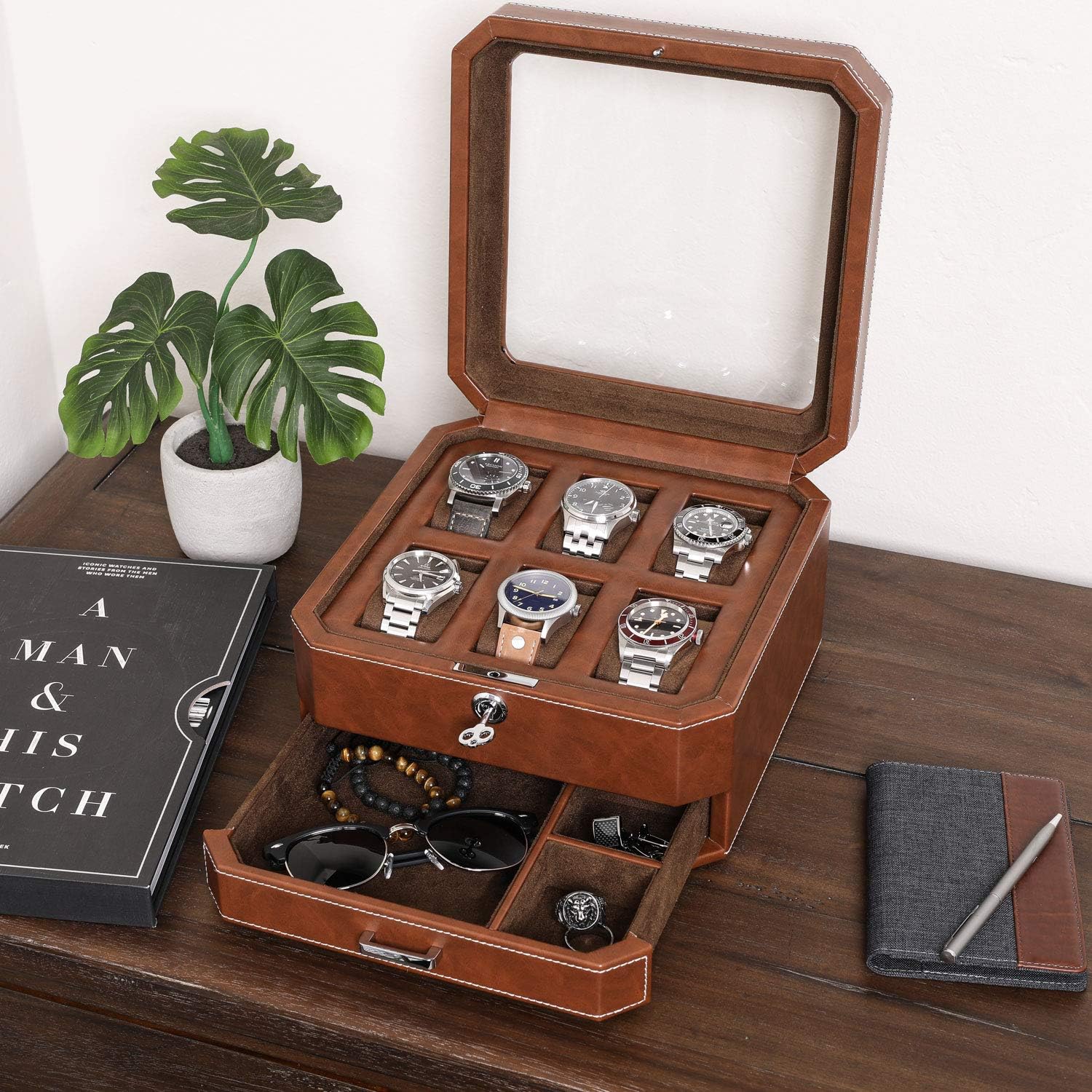 6-Slot Leather Watch Box with  - Luxury Watch Image recensie en prijs