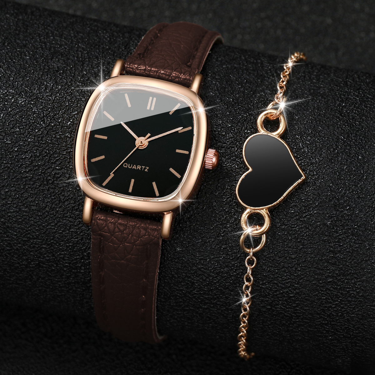 2PCS/Set Fashion Square Women  - Open Heart Watch recensie en prijs