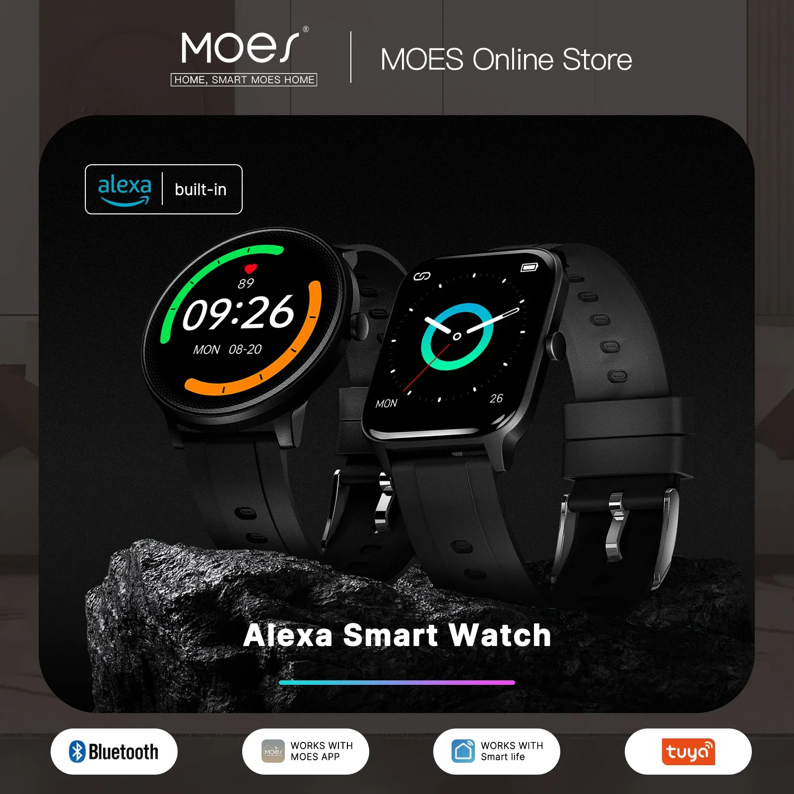 MOES Smart Watch Alexa Built-i - Open Heart Watch recensie en prijs