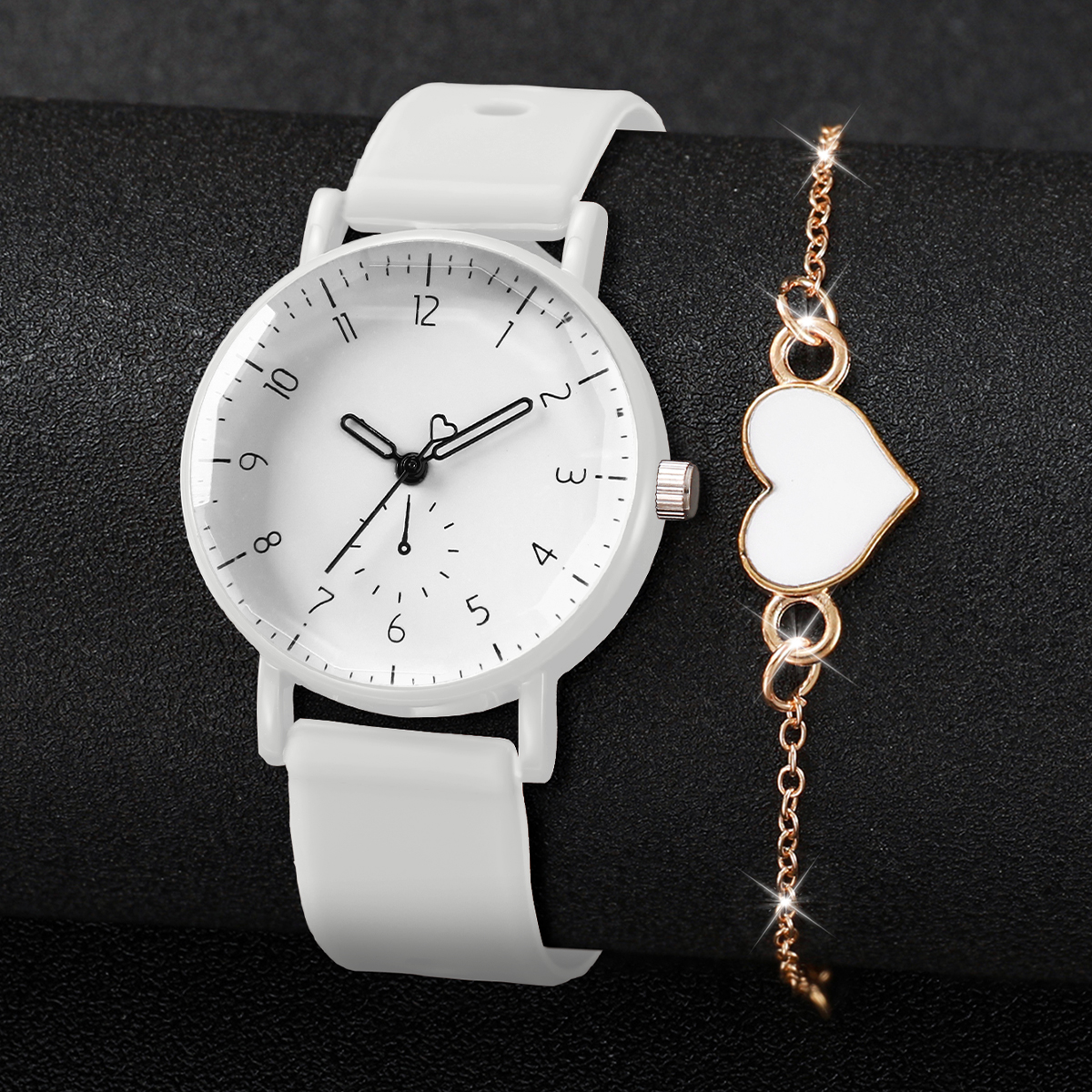 2PCS Simple Arabic Dial Women  - Open Heart Watch recensie en prijs