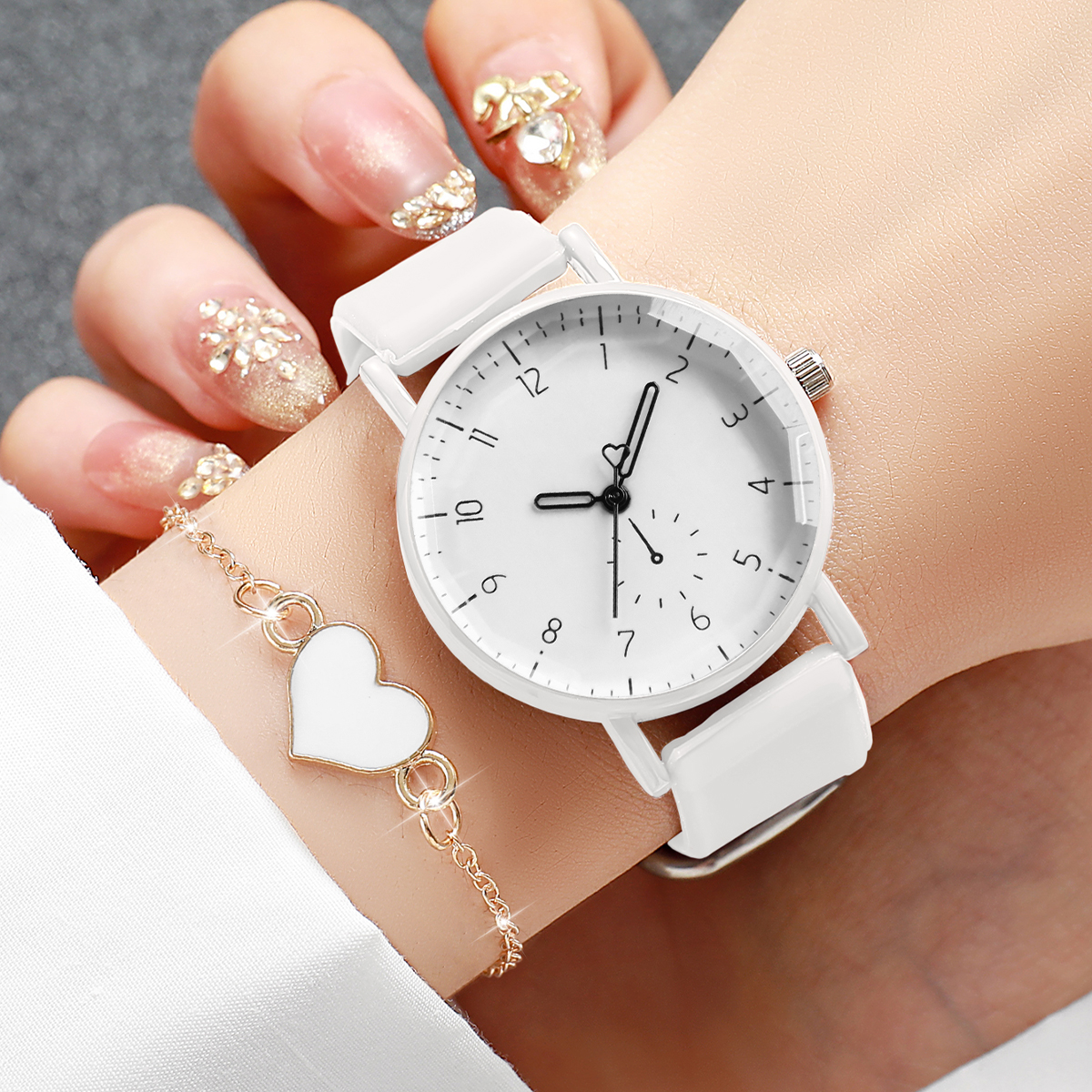 2PCS Simple Arabic Dial Women  - Open Heart Watch recensie en prijs