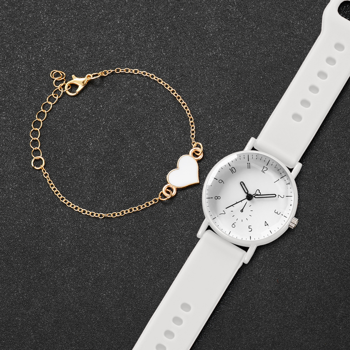 2PCS Simple Arabic Dial Women  - Open Heart Watch recensie en prijs