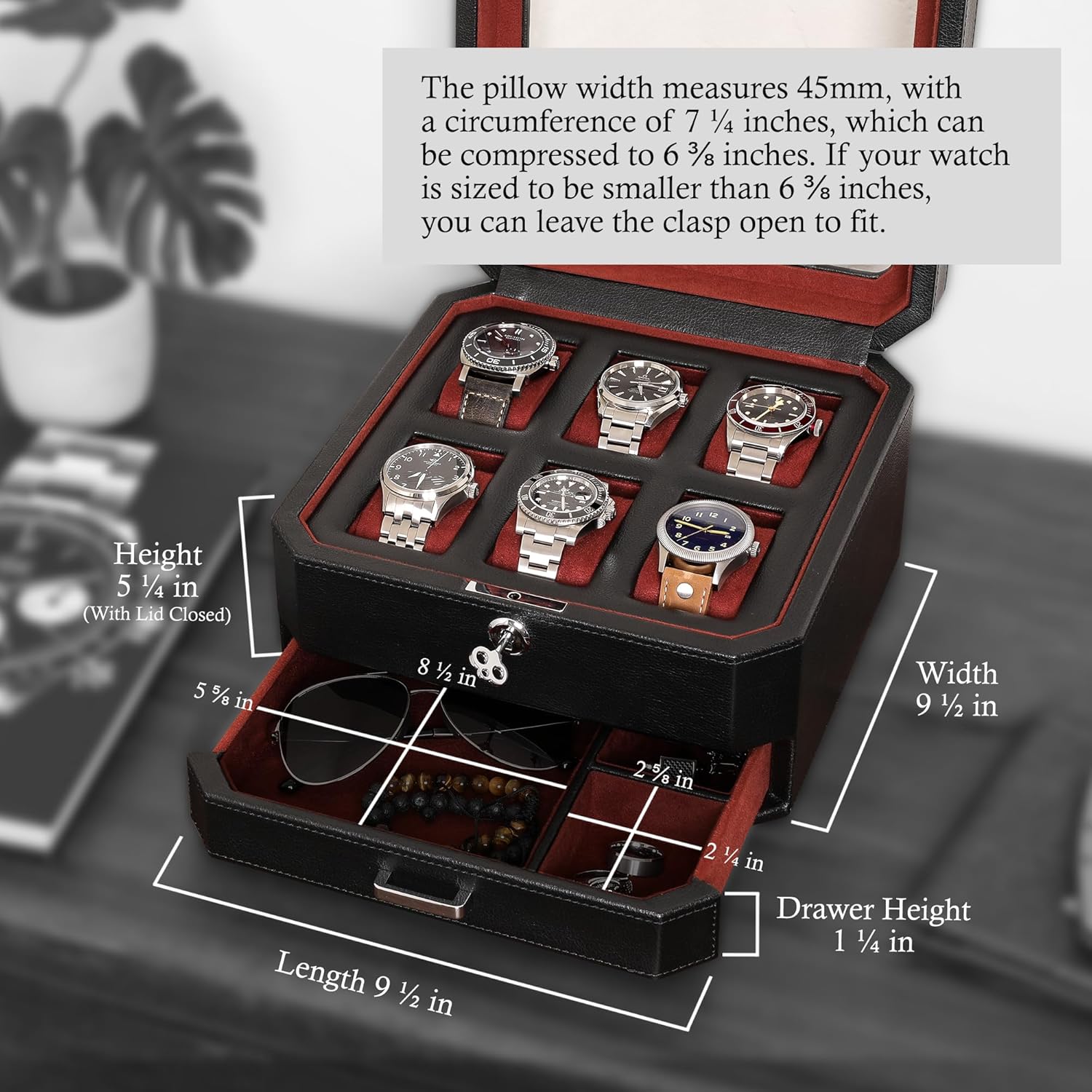 6-Slot Leather Watch Box with  - Luxury Watch Image recensie en prijs