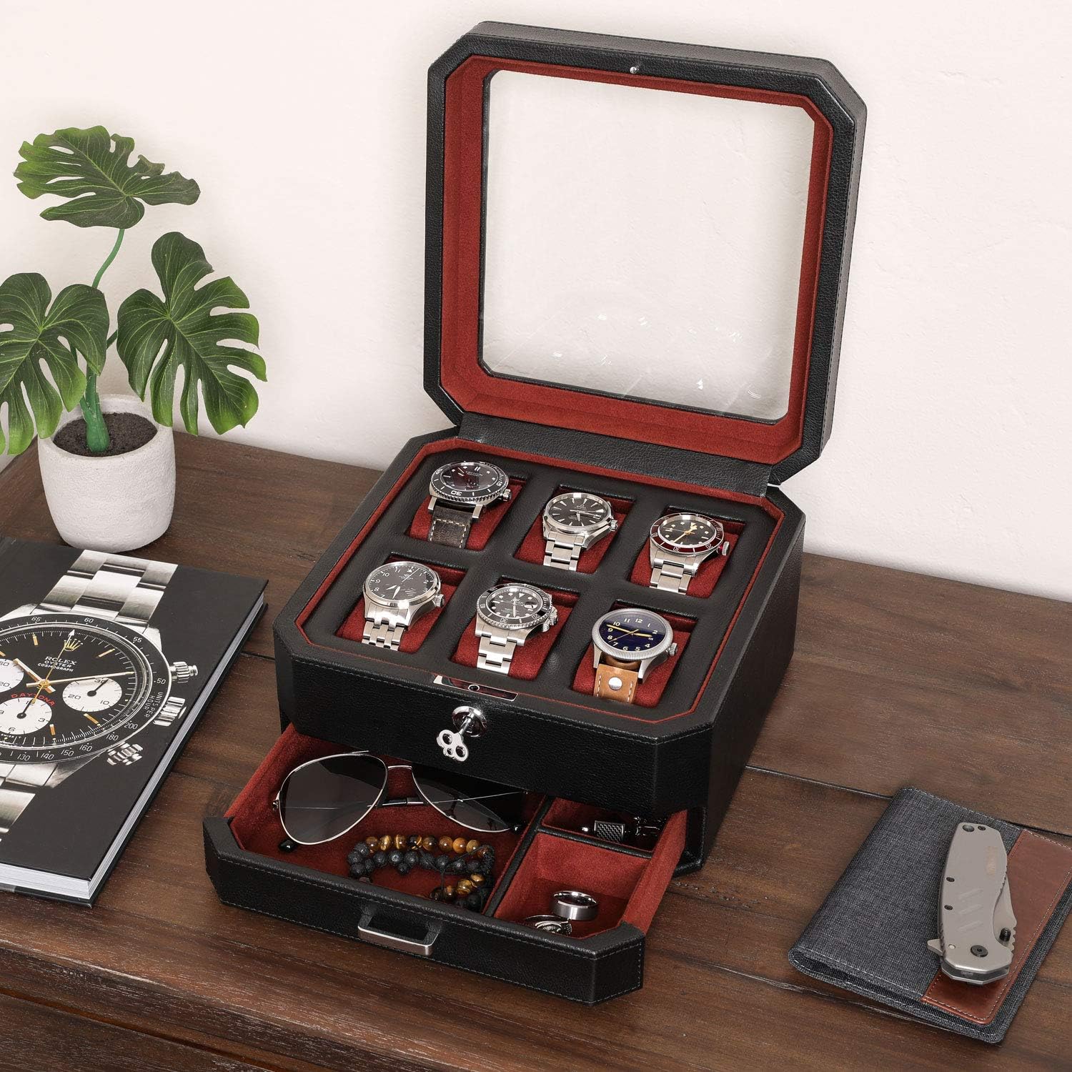 6-Slot Leather Watch Box with  - Luxury Watch Image recensie en prijs